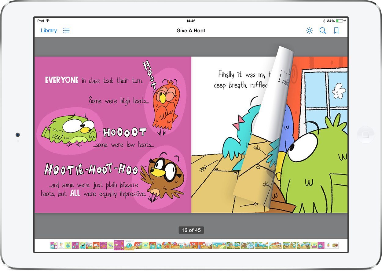 Give A Hoot in iBooks, with page turning