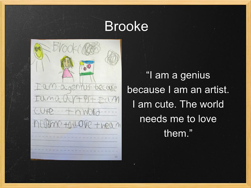 Brooke's Google Slide explaining why she is a genius
