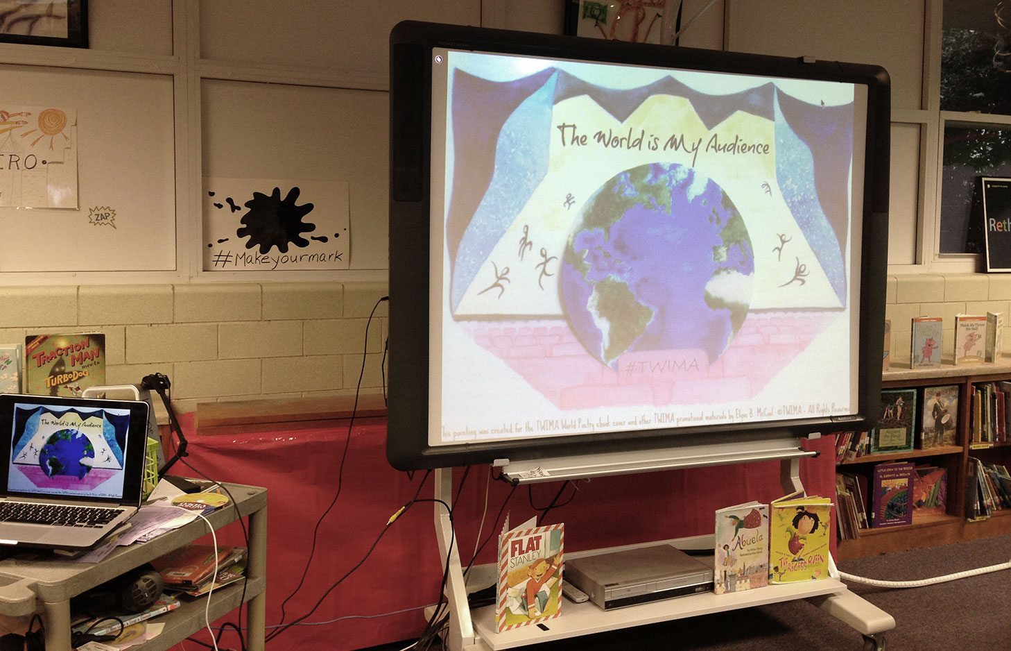 TWIMA book projected in the classroom