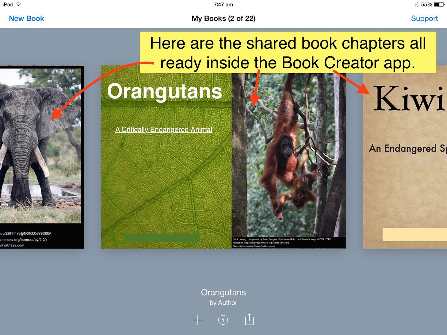 Here are the shared book chapters all ready inside the app