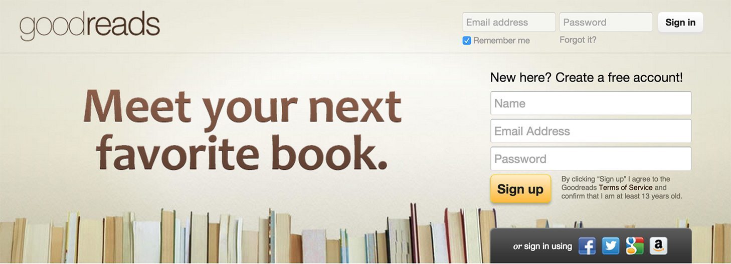 Screenshot from the Goodreads website