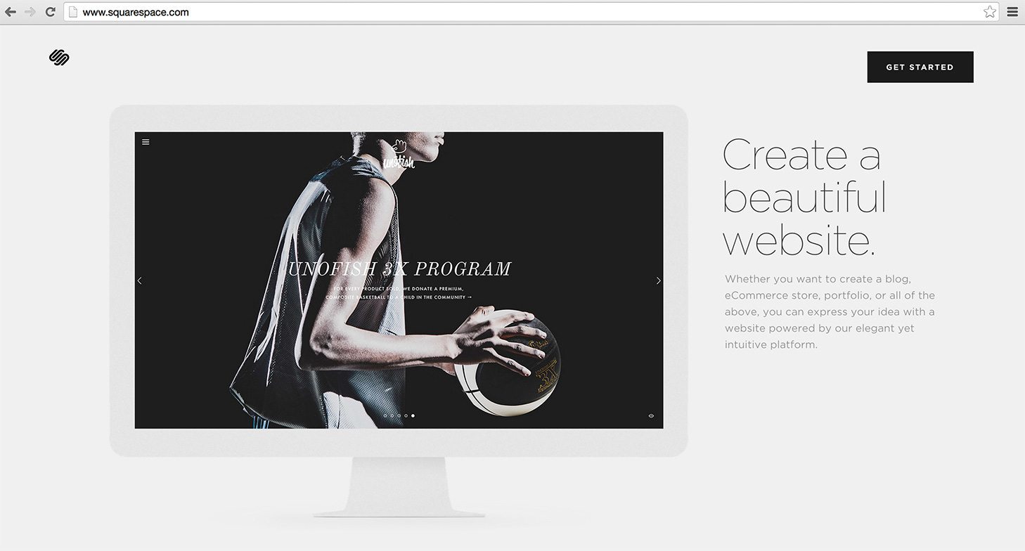 Screenshot from Squarespace