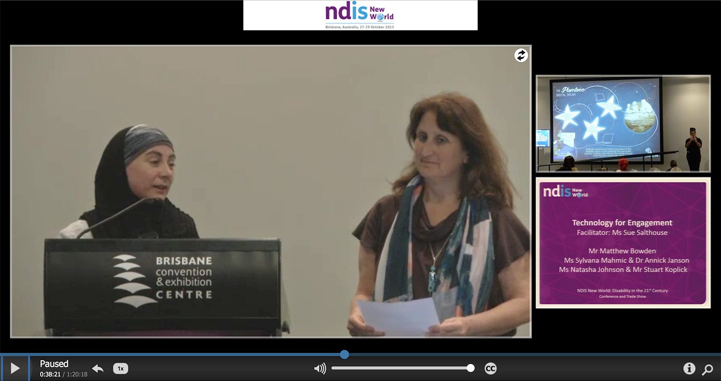 Sylvia and Annick presenting at the 2015 NDIS New World Conference