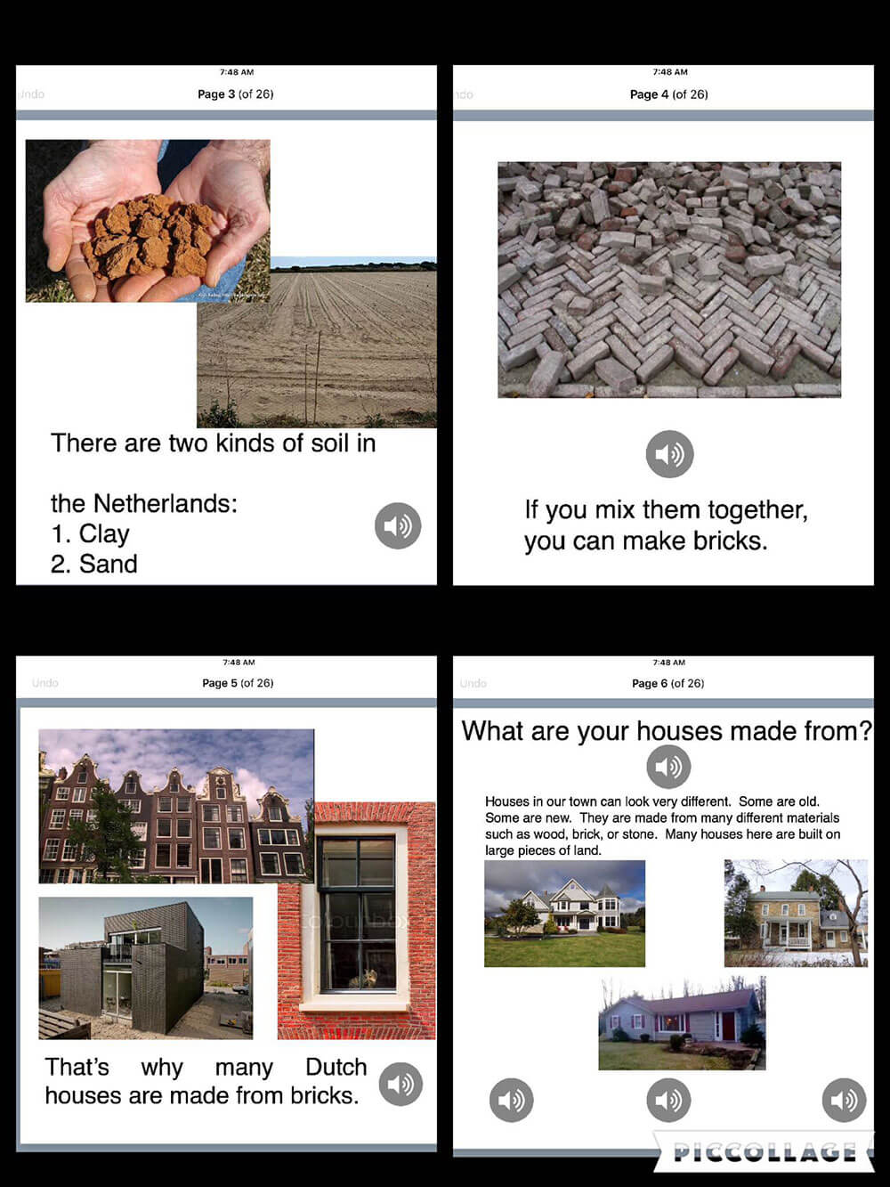PicCollage of example pages from collaboration with Netherlands schools