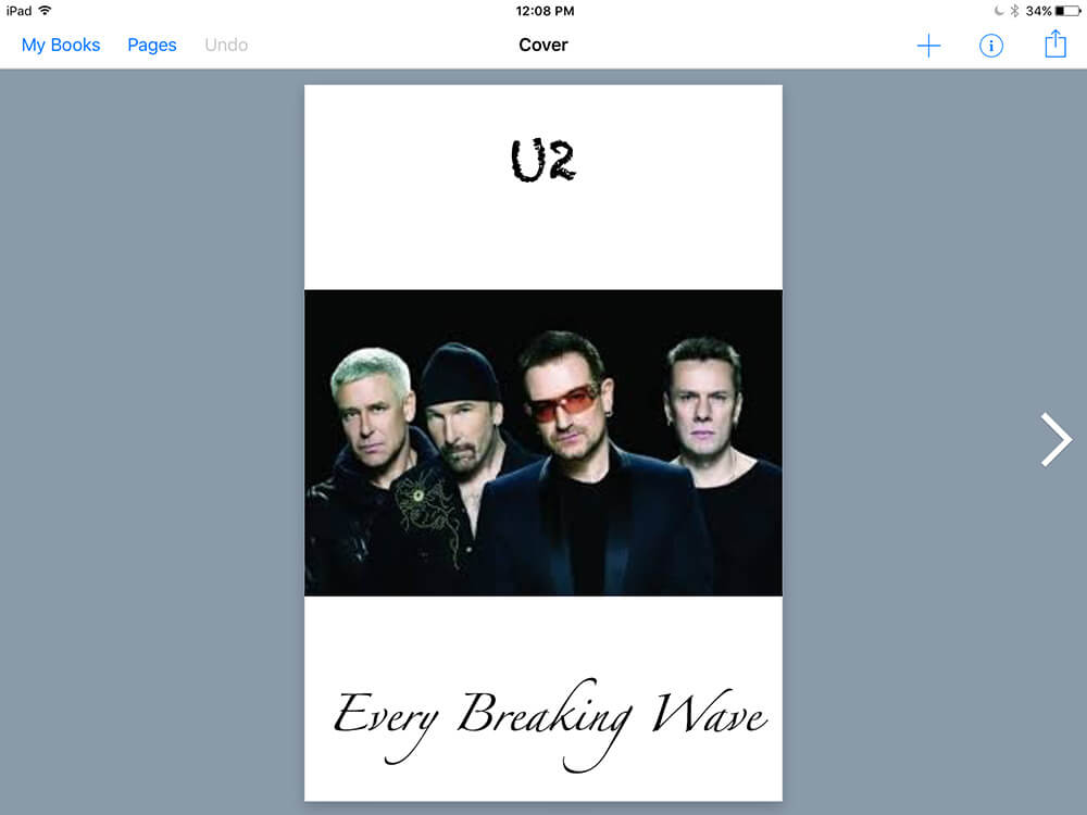 U2 lyrics book in Book Creator