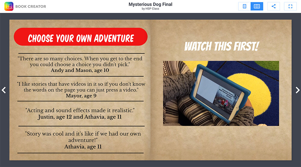 Choose Your Own Adventure book made in Book Creator