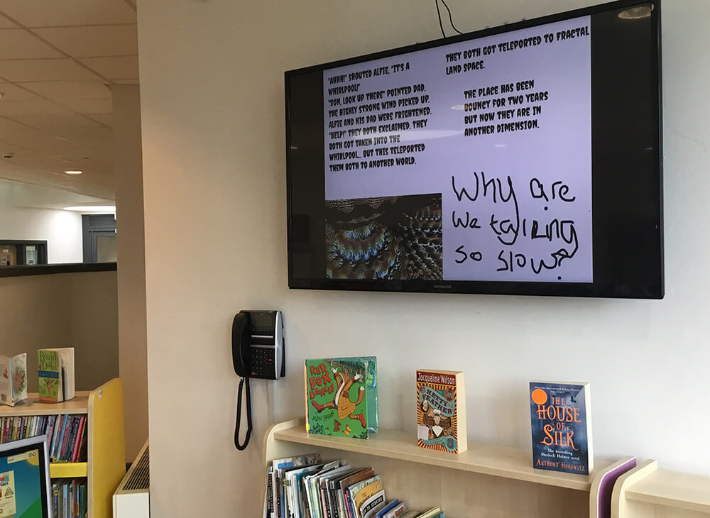 Using digital signage to promote student creations in Book Creator