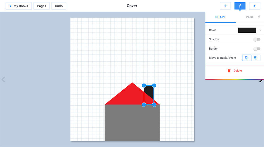 Drawing a house using coding language in Book Creator