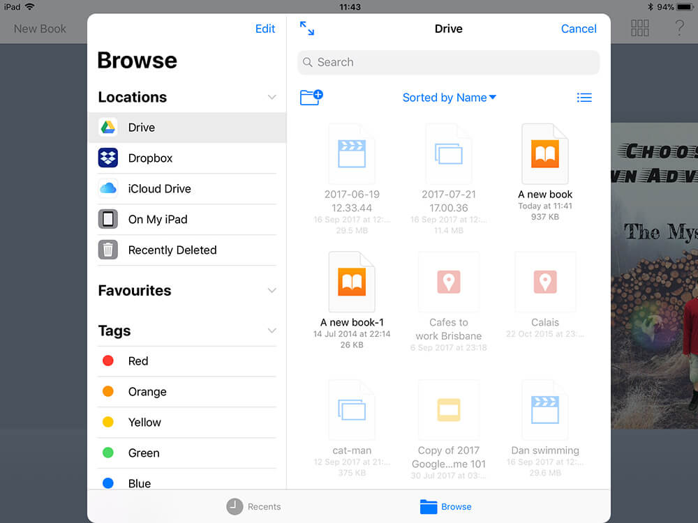 Screenshot showing options for importing books into Book Creator