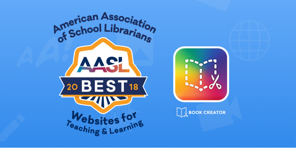 AASL award bage and the Book Creator icon