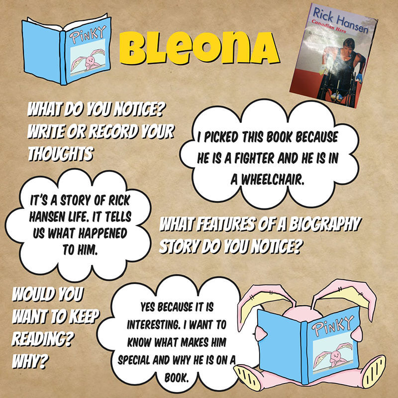 A student's response for a biography book, made in Book Creator