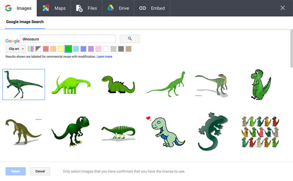 Safe Google image search for dinosaurs