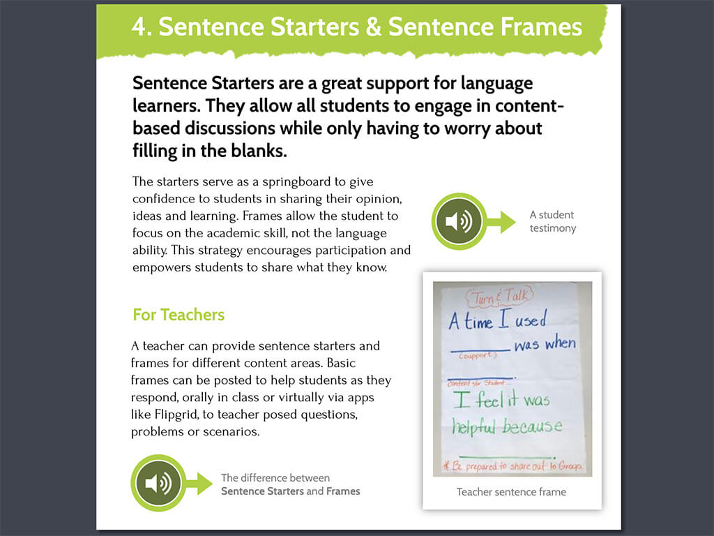 Example page from our ELL resource book