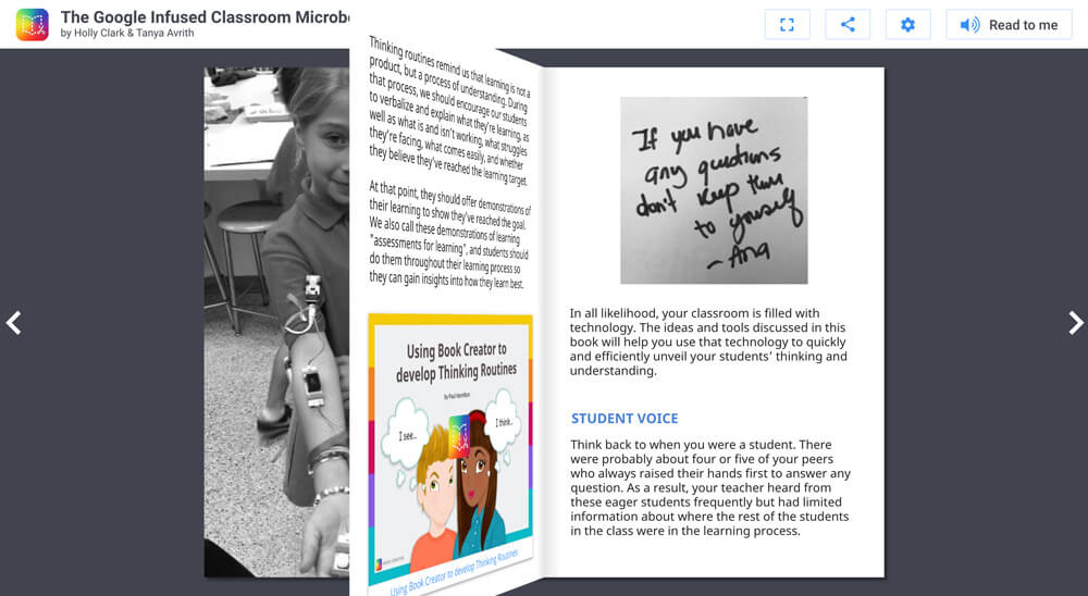 Example page from the Google Infused Classroom, viewed in Book Creator