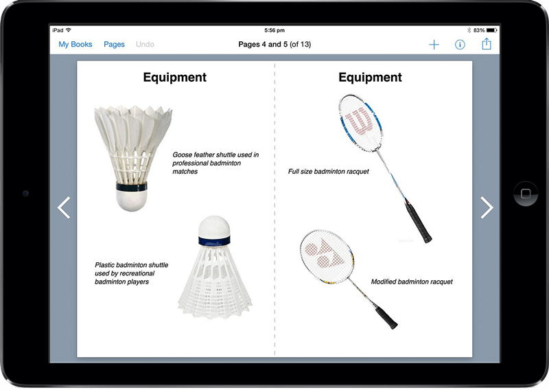 Book Creator on an iPad with an example sports book