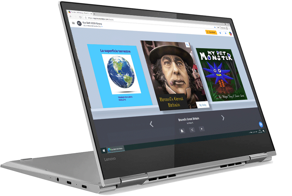 Book Creator on Microsoft Edge, on a Lenovo Yoga