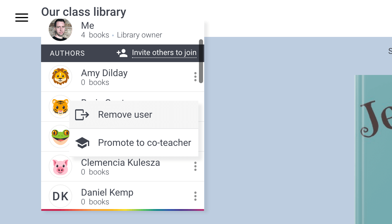 Removing users from a library