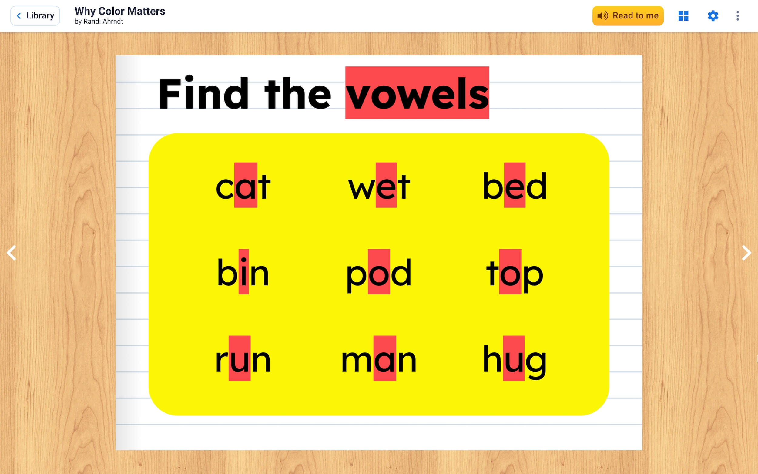 Find the vowels example