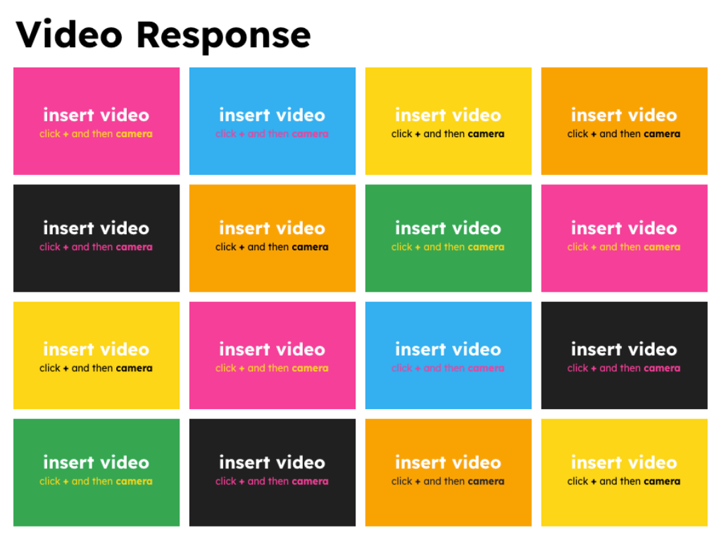 Template for Color video response grid 4x4