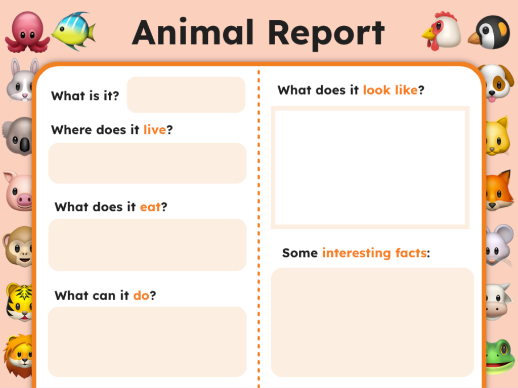 Template for animal report