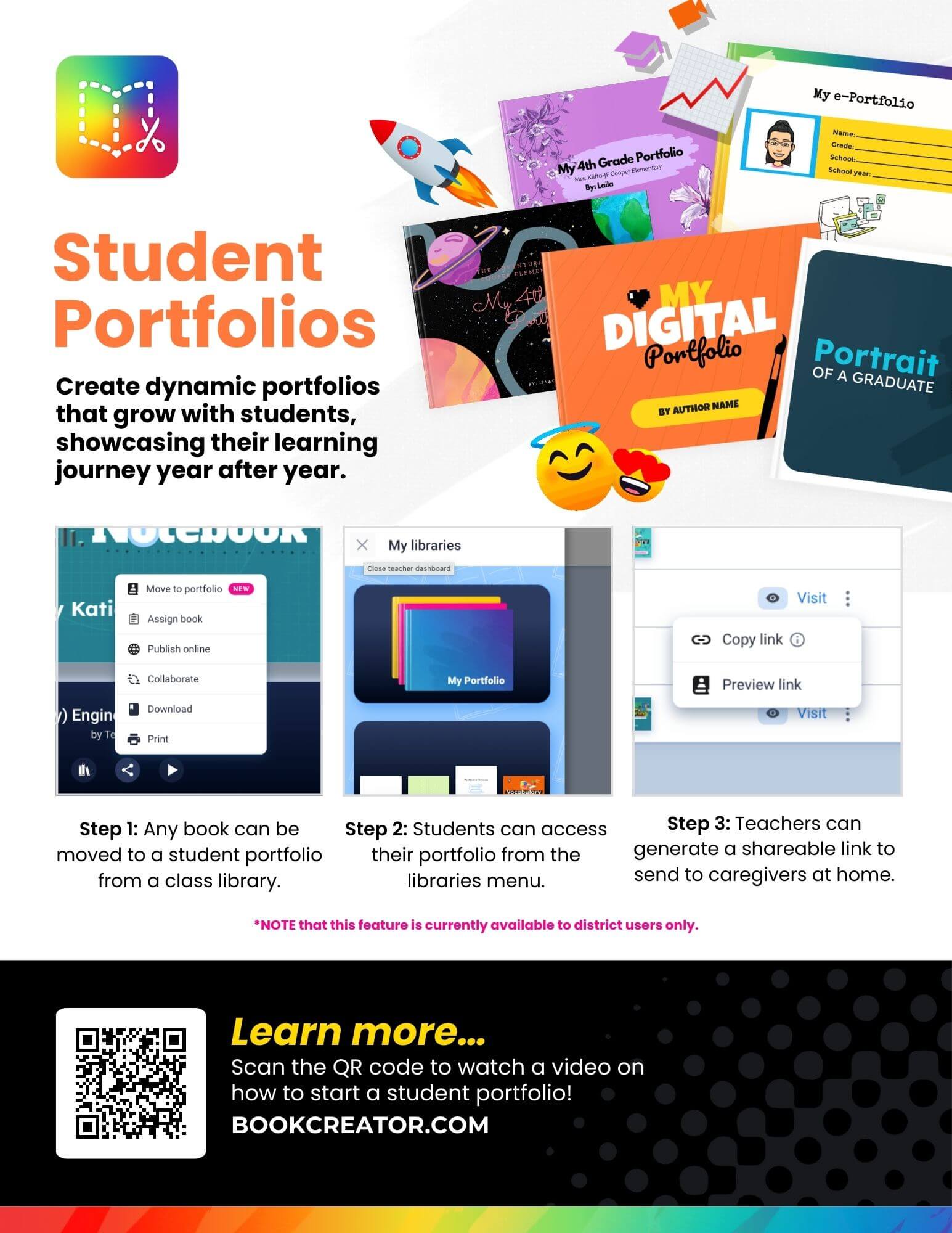 Student portfolios in Book Creator