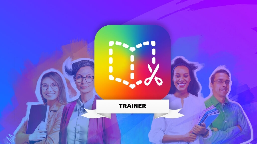 Bright, colorful graphic featuring diverse educators alongside the Book Creator logo with the label 'Trainer.' The image symbolizes the supportive community and professional development opportunities available through the Book Creator Trainer Program.