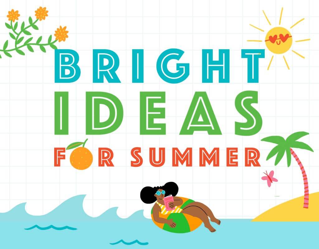 Illustrated beach scene for the Bright Ideas Campaign for summer learning