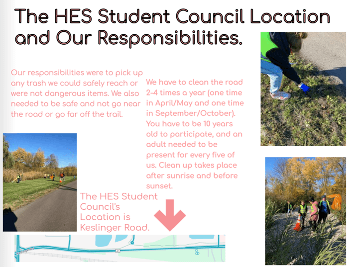 A student project page titled “The HES Student Council Location and Our Responsibilities.” ...