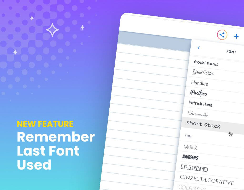 Remember last font used