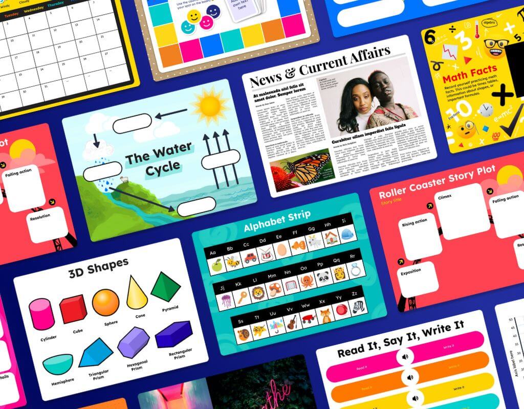 A graphic with different graphic organizers displayed in a layout