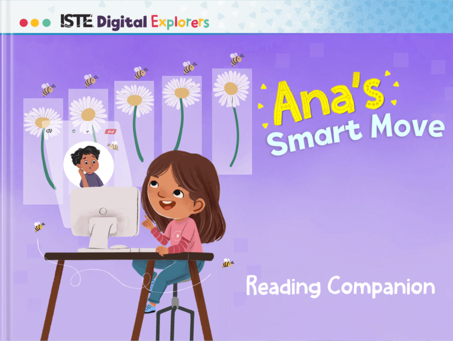 A purple book cover featuring a girl talking to someone online