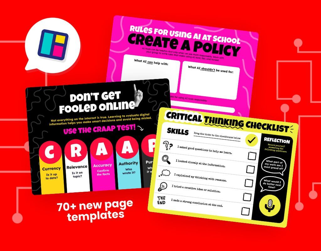 3 AI Literacy page template designs arranged centrally