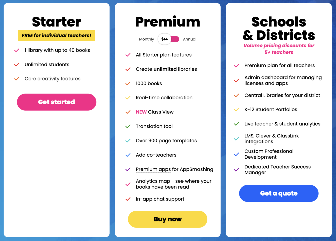 Pricing page screenshot